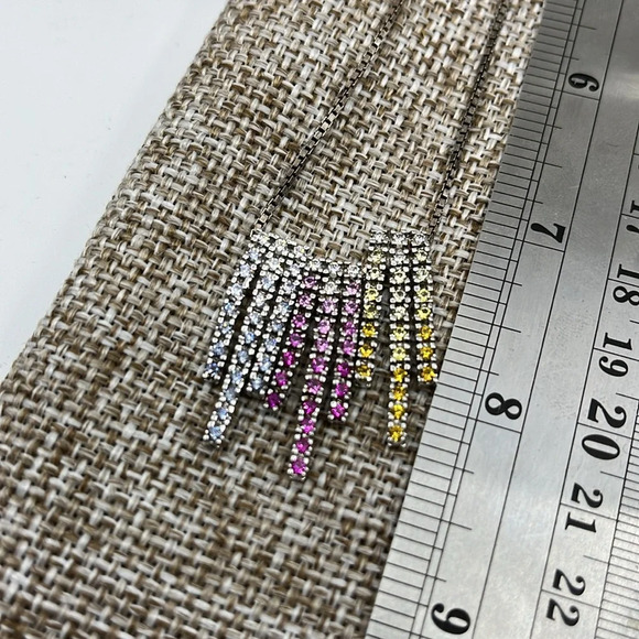 Victoria Wieck 925 Sterling Silver Multi-Gemstone Statement Necklace 🌈 - Picture 10 of 17